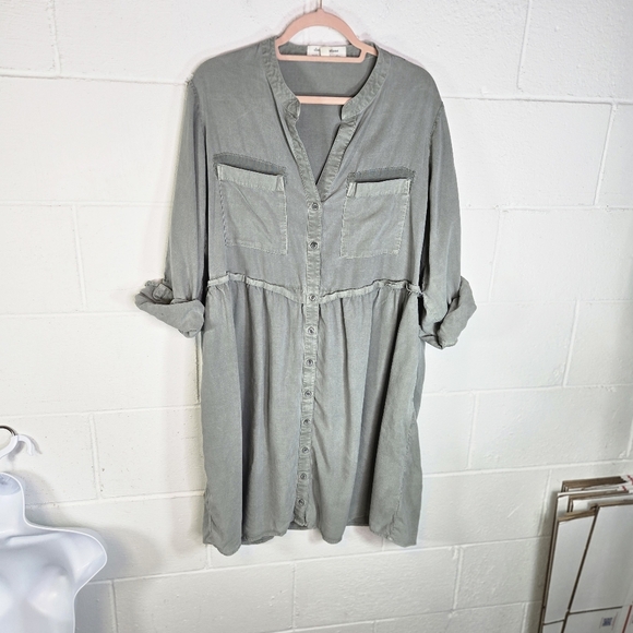 Cloth & Stone Anthropologie Lila Light Green Moss Chambray Dress - Picture 10 of 10